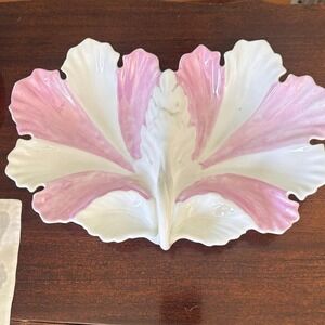 Antique Carl Tielsch Porcelain Serving Dish – Art Nouveau Pink Leaf Centerpiece